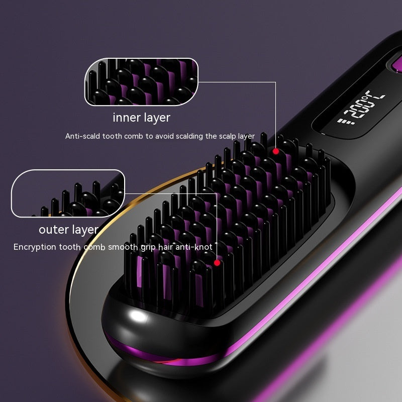 USB Charging Ceramic Heating Electric Comb Hair Straightener