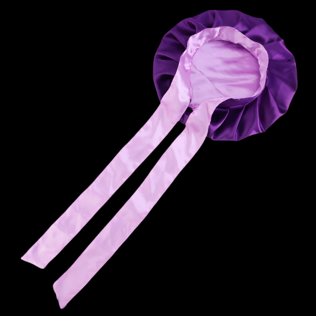 Double Layer Satin Bonnet with Wide Stretch Ties