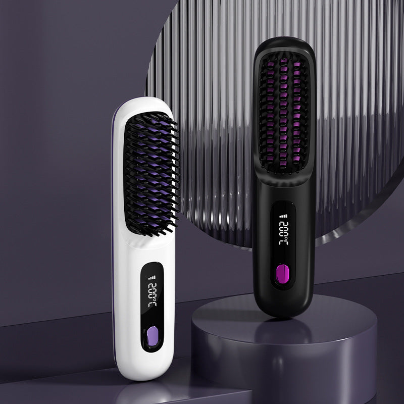 USB Charging Ceramic Heating Electric Comb Hair Straightener