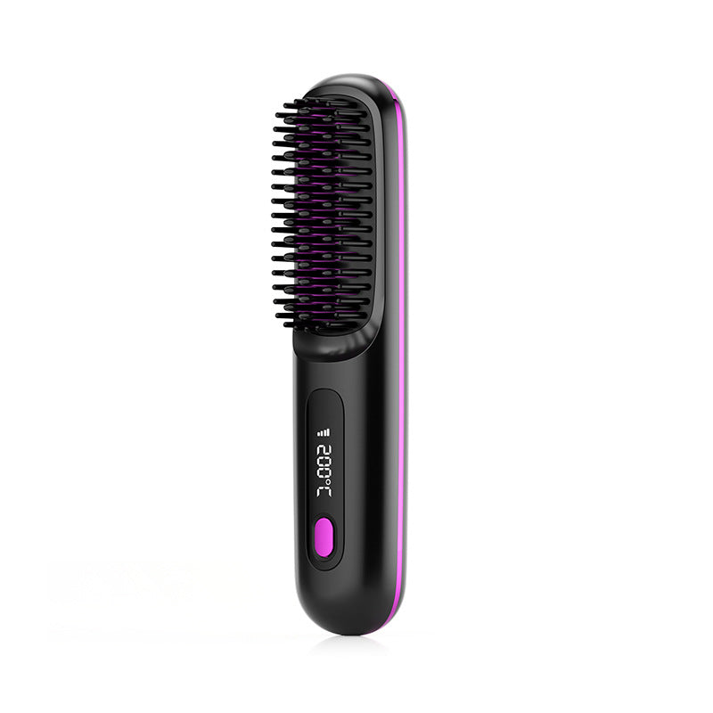 USB Charging Ceramic Heating Electric Comb Hair Straightener