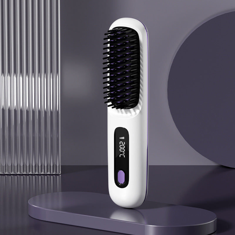 USB Charging Ceramic Heating Electric Comb Hair Straightener
