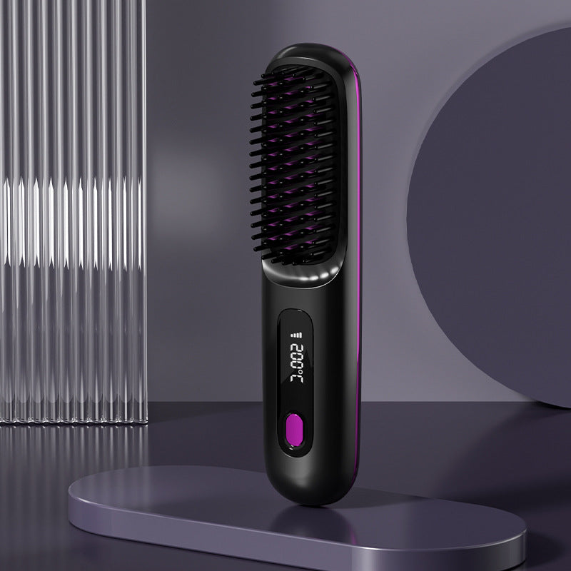 USB Charging Ceramic Heating Electric Comb Hair Straightener