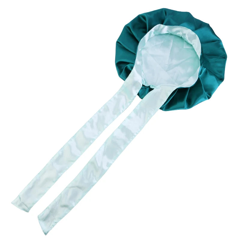 Double Layer Satin Bonnet with Wide Stretch Ties